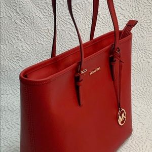NWT Michael Kors Jet Set Travel Red Tote Bag